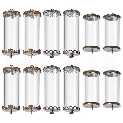 CHGCRAFT 12 Sets 3 Styles Glass with Brass Connnector Charms FIND-CA0009-38-1