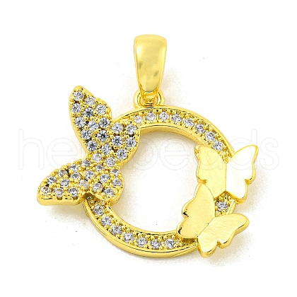 Brass Micro Pave Clear Cubic Zirconia Pendants KK-P263-03C-G-1